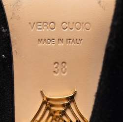 Pre Owned حذاء كعب عالي شارلوت أوليمبيا دوللي سويدي أسود نعل سميك مقاس 38