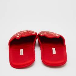 Pre Owned Charlotte Olympia Red Satin Kitty Slipper Flats Size XS 38