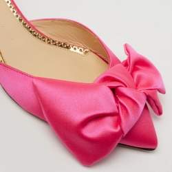 Charlotte Olympia Neon Pink Satin Sophie Mules Size 38.5