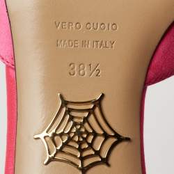 Charlotte Olympia Neon Pink Satin Sophie Mules Size 38.5