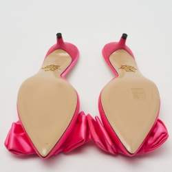 Charlotte Olympia Neon Pink Satin Sophie Mules Size 38.5