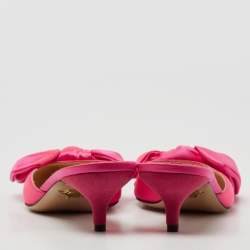 Charlotte Olympia Neon Pink Satin Sophie Mules Size 38.5
