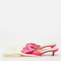 Charlotte Olympia Neon Pink Satin Sophie Mules Size 38.5