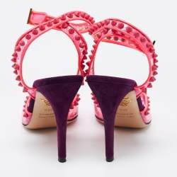 Pre Owned Charlotte Olympia Pink PVC Soho Studded Ankle Strap Pumps Size 38.5