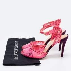 Pre Owned Charlotte Olympia Pink PVC Soho Studded Ankle Strap Pumps Size 38.5