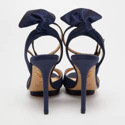 Pre Owned Charlotte Olympia Blue Satin Wallace Ankle Strap Sandals Size 35