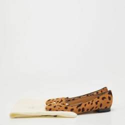 Charlotte Olympia Brown Calf Hair Leopard Print Cat Ballet Flats Size 40