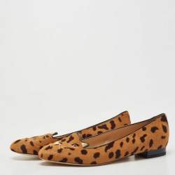 Charlotte Olympia Brown Calf Hair Leopard Print Cat Ballet Flats Size 40