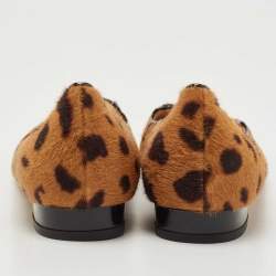 Charlotte Olympia Brown Calf Hair Leopard Print Cat Ballet Flats Size 40