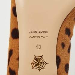 Charlotte Olympia Brown Calf Hair Leopard Print Cat Ballet Flats Size 40