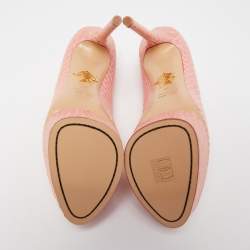 Charlotte Olympia Pink Python Embossed Leather Priscilla Platform Pumps Size 40