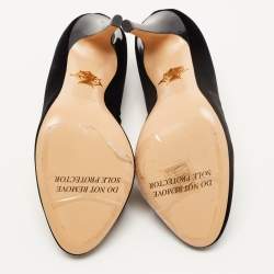 مملوكة مسبقًا Charlotte Olympia Black Velvet Embroidered Kitty Pumps Size 39