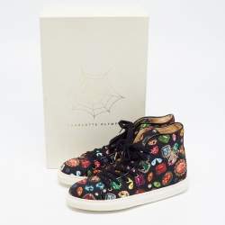 Pre Owned Charlotte Olympia Multicolor Jewel Print Canvas High Top Sneakers Size 36.5