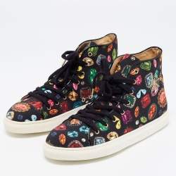 Pre Owned Charlotte Olympia Multicolor Jewel Print Canvas High Top Sneakers Size 36.5