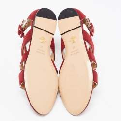 Pre Owned Charlotte Olympia Garnet Red Suede One More Kiss Flat Gladiator Flat Sandals Size 36