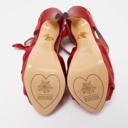 Pre Owned Charlotte Olympia Red Satin Andrea Knotted Sandals Size 41