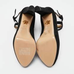 Charlotte Olympia Black Suede Gladys Strappy Platform Sandals Size 41