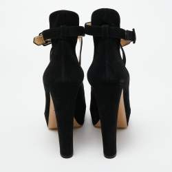 Charlotte Olympia Black Suede Gladys Strappy Platform Sandals Size 41