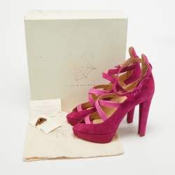 Charlotte Olympia Pink Snakeskin and Suede Ankle Strap Pumps Size 41