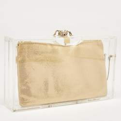 Pre Owned Charlotte Olympia Clear Perspex Pandora Spider Clutch
