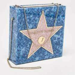 Pre Owned Charlotte Olympia Blue/Pink Acrylic Walk of Fame Matchbox Chain Clutch