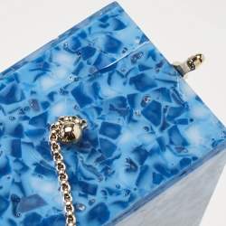 Pre Owned Charlotte Olympia Blue/Pink Acrylic Walk of Fame Matchbox Chain Clutch