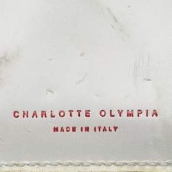 Charlotte Olympia Grey Marble Print Leather Kitty Card Holder