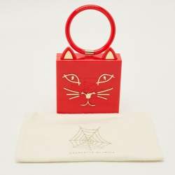 Pre Owned Charlotte Olympia Kitty Red Perspex Clutch