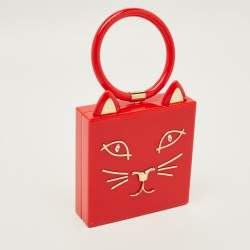 Pre Owned Charlotte Olympia Kitty Red Perspex Clutch