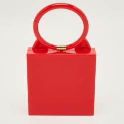 Pre Owned Charlotte Olympia Kitty Red Perspex Clutch