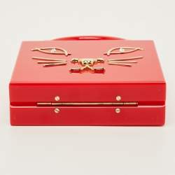 Pre Owned Charlotte Olympia Kitty Red Perspex Clutch