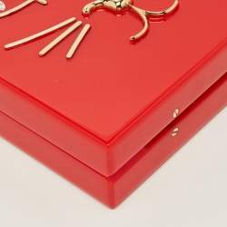 Pre Owned Charlotte Olympia Kitty Red Perspex Clutch