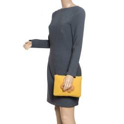 Pre Owned Charlotte Olympia Yellow Wool Sleeping Beauty Felt Pouch