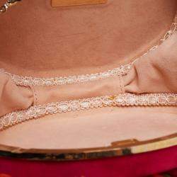 Pre Owned Charlotte Olympia Multicolor Straw and Suede Fiesta Chain Clutch Bag