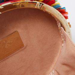 Pre Owned Charlotte Olympia Multicolor Straw and Suede Fiesta Chain Clutch Bag