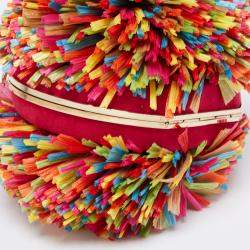 Pre Owned Charlotte Olympia Multicolor Straw and Suede Fiesta Chain Clutch Bag