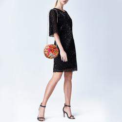 Pre Owned Charlotte Olympia Multicolor Straw and Suede Fiesta Chain Clutch Bag