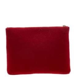 Pre Owned Charlotte Olympia Red Wool Red Riding Hood Felt Pouch