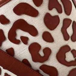 Pre Owned Charlotte Olympia Brown/Beige Canvas and Leather Empire Bucket Bag