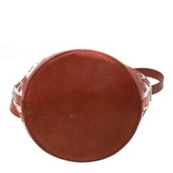 Pre Owned Charlotte Olympia Brown/Beige Canvas and Leather Empire Bucket Bag