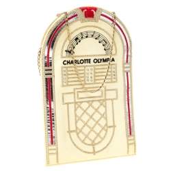 Pre Owned Charlotte Olympia Cream Patent Leather Chain Clutch