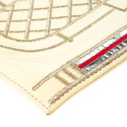 Pre Owned Charlotte Olympia Cream Patent Leather Chain Clutch