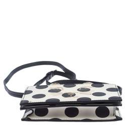 Pre Owned Charlotte Olympia Black/White Polka Dot Leather Feline Crossbody Bag