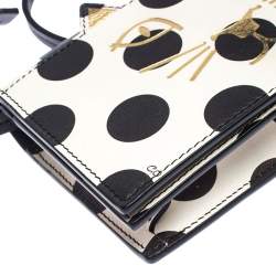 Pre Owned Charlotte Olympia Black/White Polka Dot Leather Feline Crossbody Bag