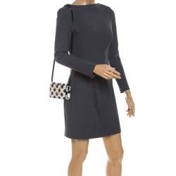 Pre Owned Charlotte Olympia Black/White Polka Dot Leather Feline Crossbody Bag