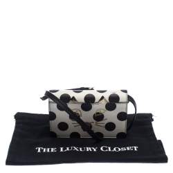 Pre Owned Charlotte Olympia Black/White Polka Dot Leather Feline Crossbody Bag