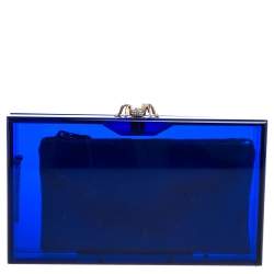 مملوكة مسبقًا Charlotte Olympia Blue Perspex Pandora Classic Box Clutch