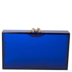 Pre Owned Charlotte Olympia Blue Perspex Pandora Classic Box Clutch