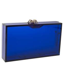 Pre Owned Charlotte Olympia Blue Perspex Pandora Classic Box Clutch