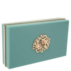 Pre Owned Charlotte Olympia Sea Green Zodiac Pandora Gemini Clutch